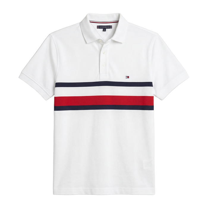 Polo Blanco con Franjas Tommy Hilfiger