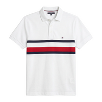 Polo Blanco con Franjas Tommy Hilfiger