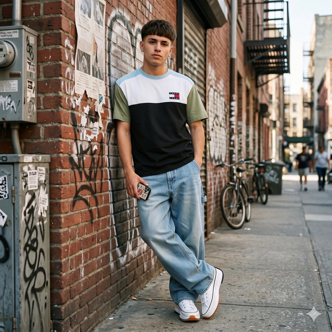 Camiseta Color Block Tricolor Tommy Jeans