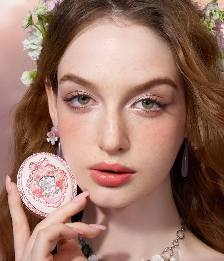 Flower knows midsummer fairytales collection velvet embossed blush 01 blooming days