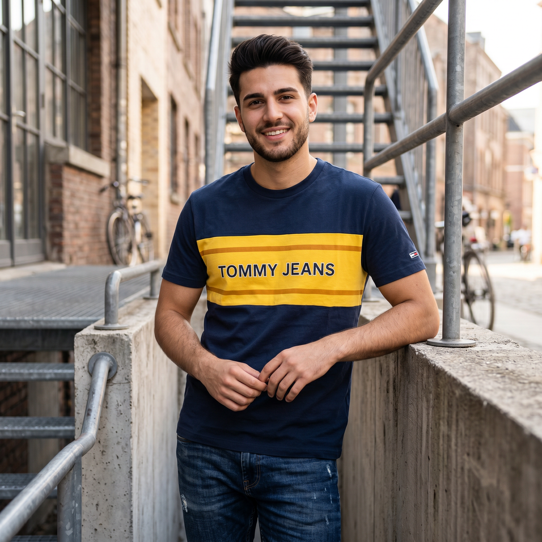Camiseta con Franja Amarilla Tommy Jeans
