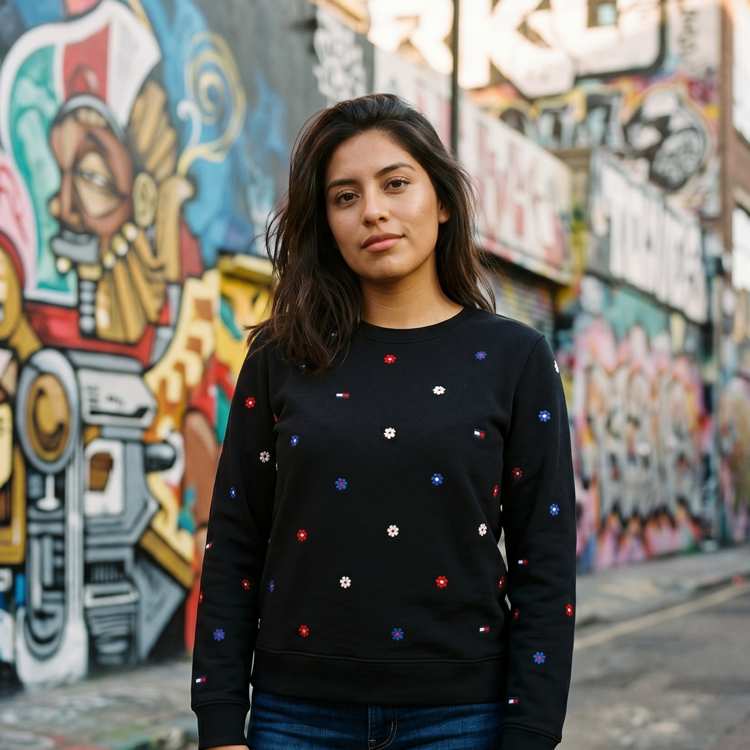 image Hoodie Logos Bordados Tommy Hilfiger Mujer