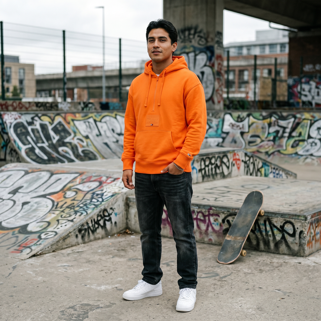 Hoodie Half Zip Naranja Tommy Jeans