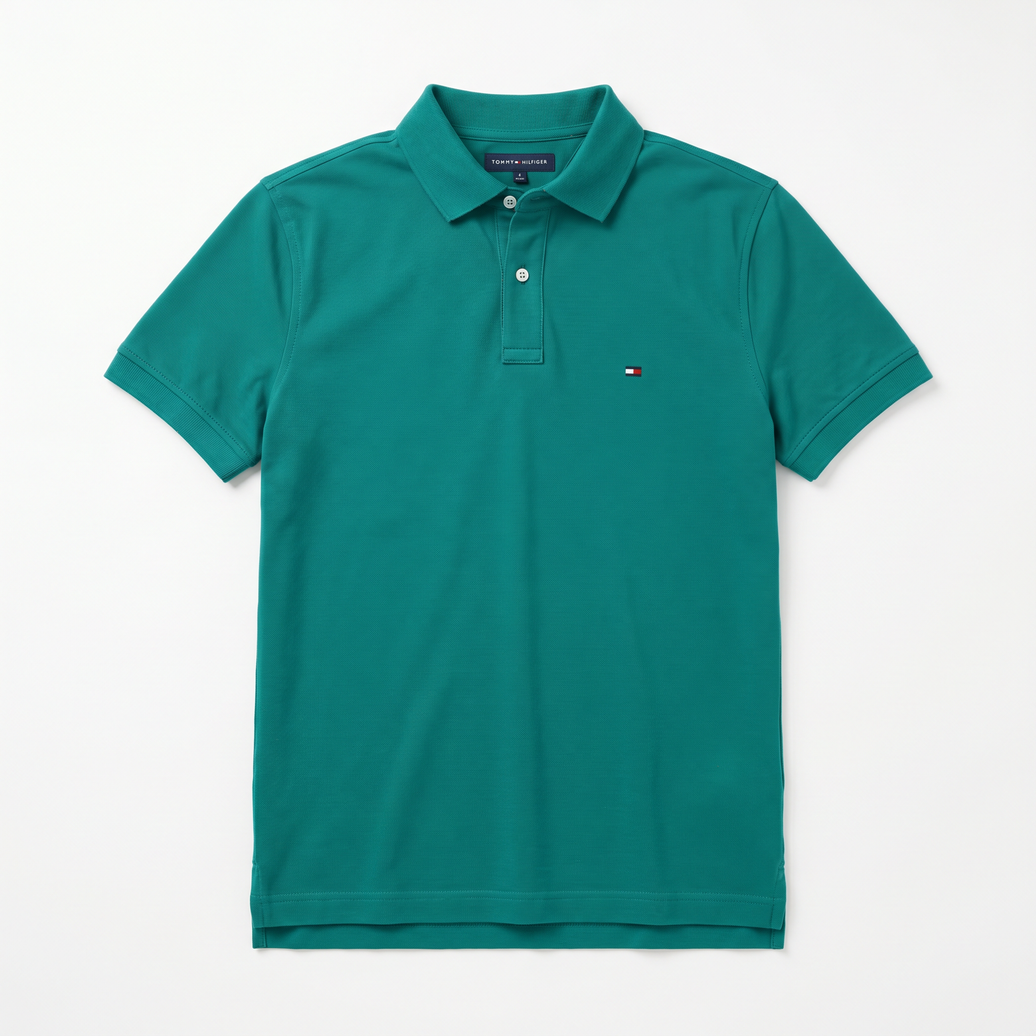 Polo Liso Verde Teal Tommy Hilfiger